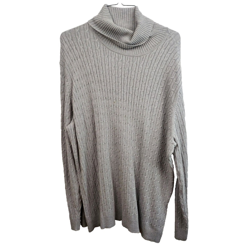 D&Co Essentials Womens Cable Knit Sweater Size‎ 3X Gray Turtleneck Pullover